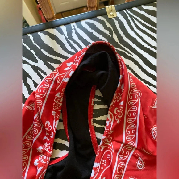Red bandanna, paisley print bikini bottoms size lg - Picture 7 of 7